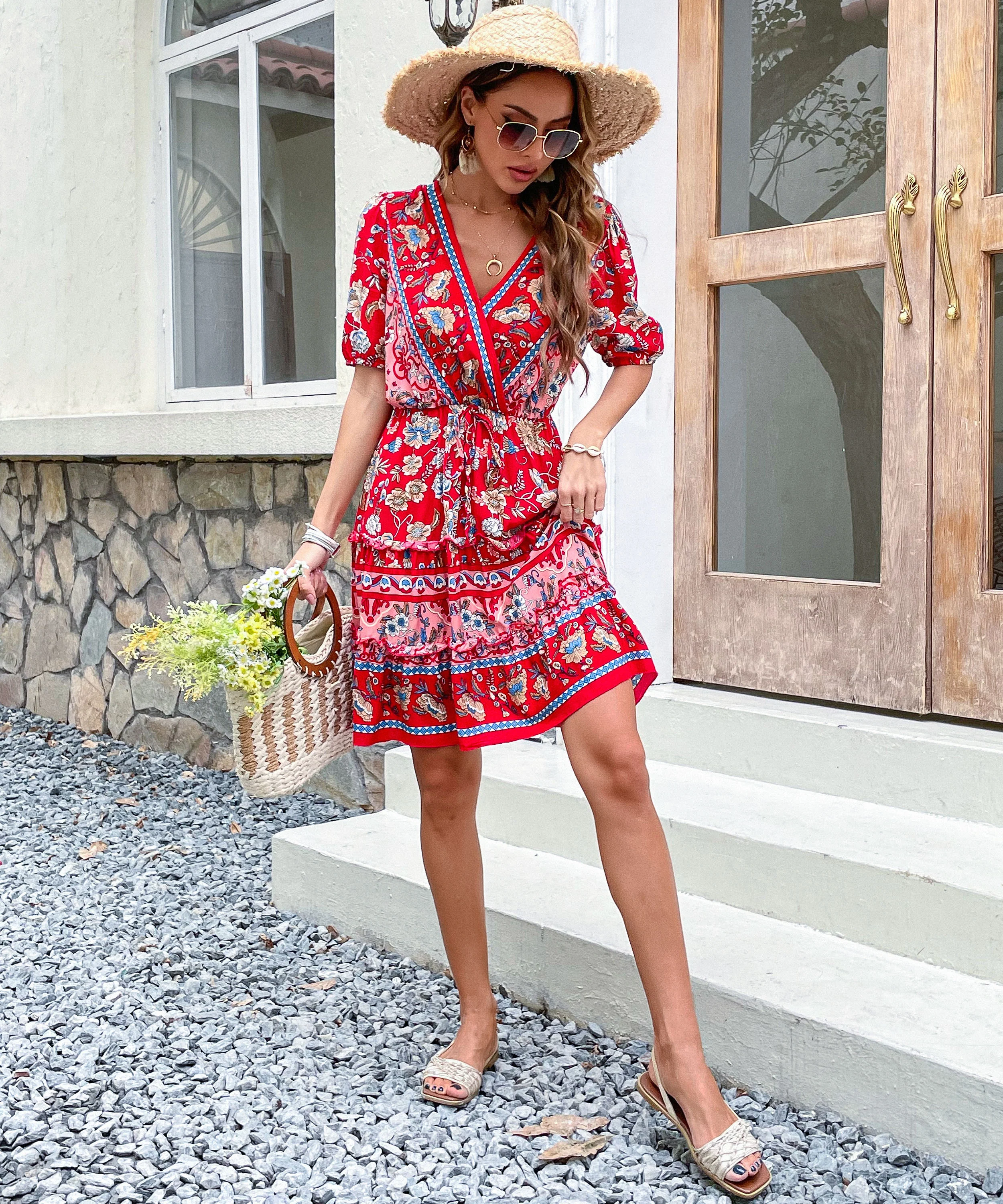 RICARDA DRESS - RED PRINT - Image 6
