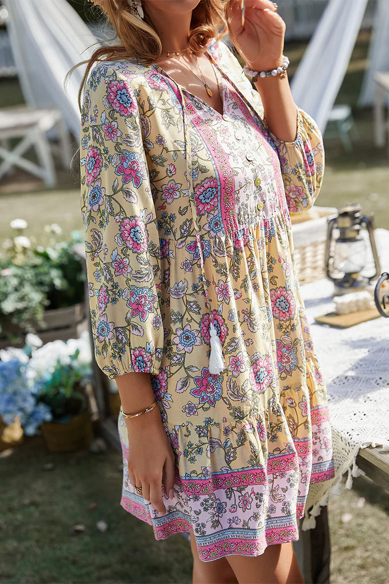 RINA BOHO DRESS - BEIGE - Image 3