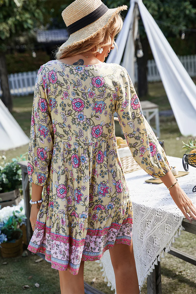 RINA BOHO DRESS - BEIGE - Image 6