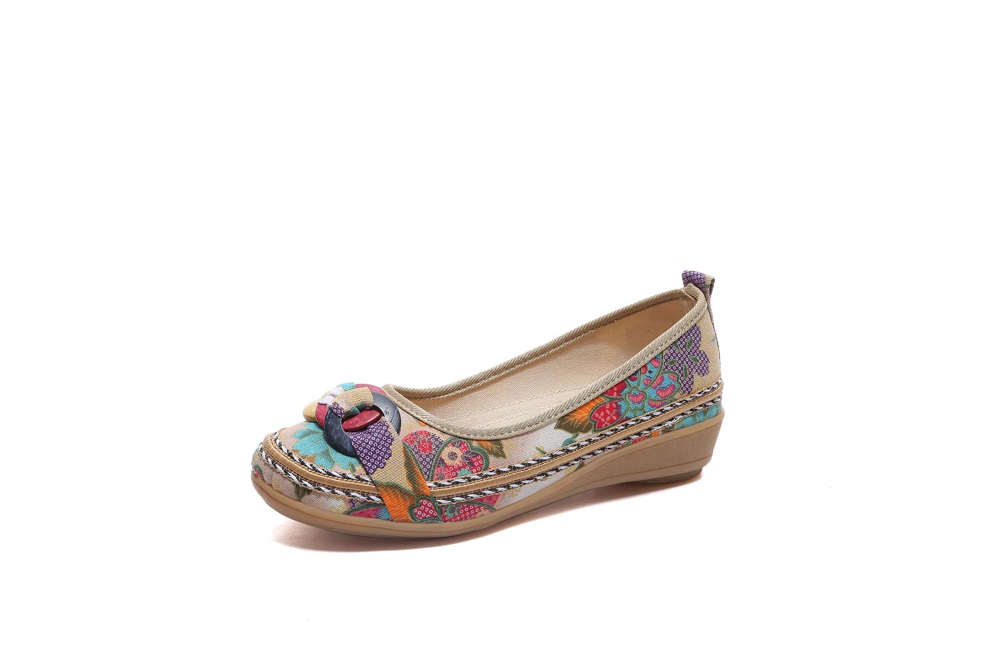 Ring and Trap Head Floral Canvas Sip on Flats - Cactus Rose - Image 3
