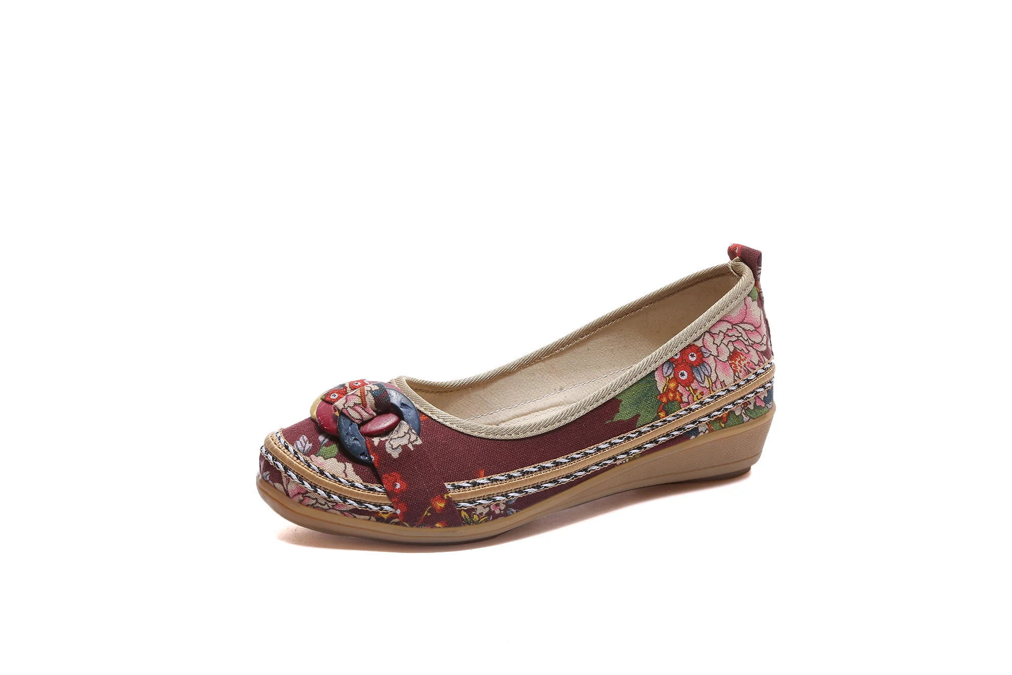 Ring and Trap Head Floral Canvas Sip on Flats - Cactus Rose - Image 4