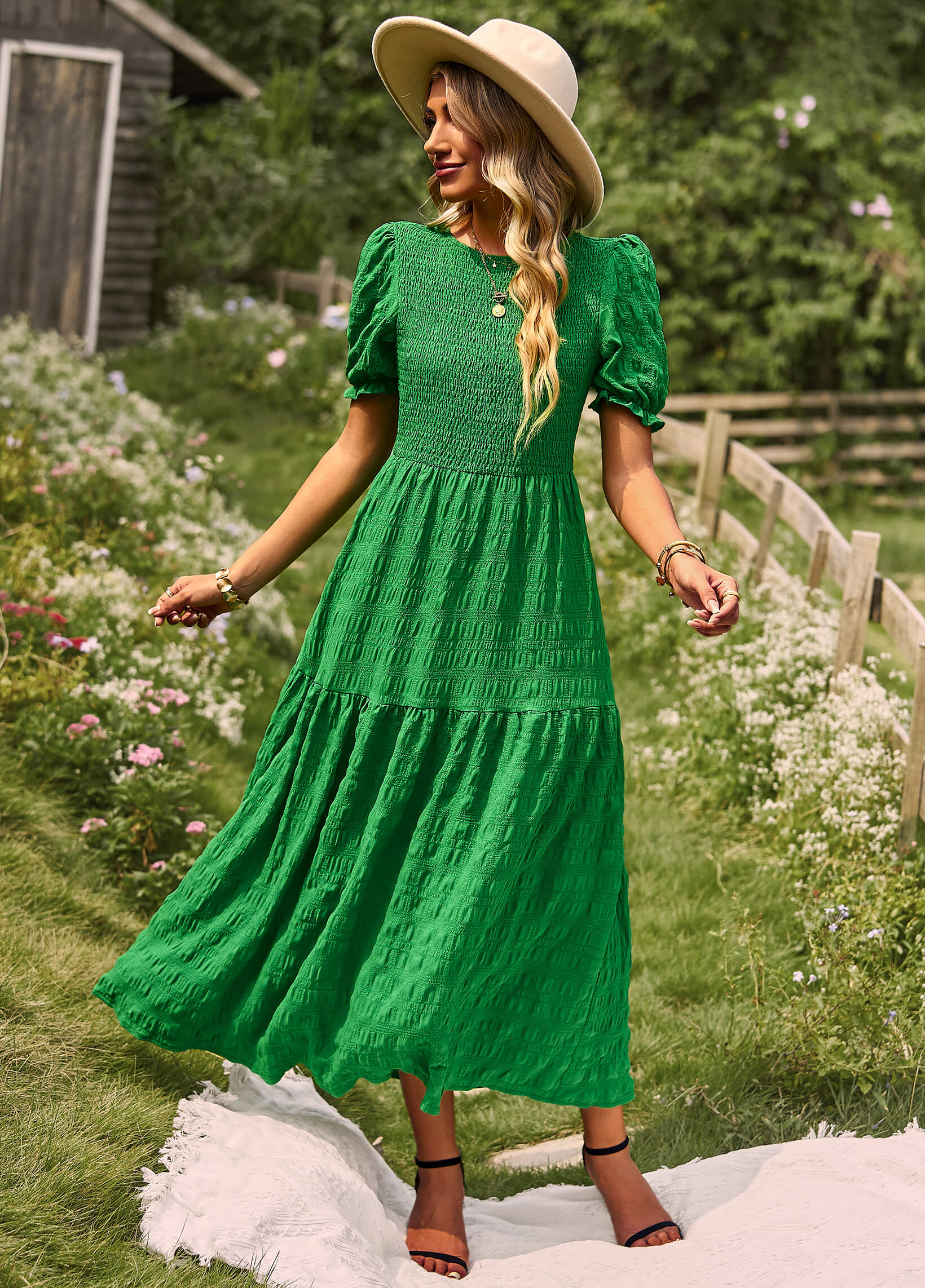 Riviera Romance Smock Tiered Maxi Dress - Image 11