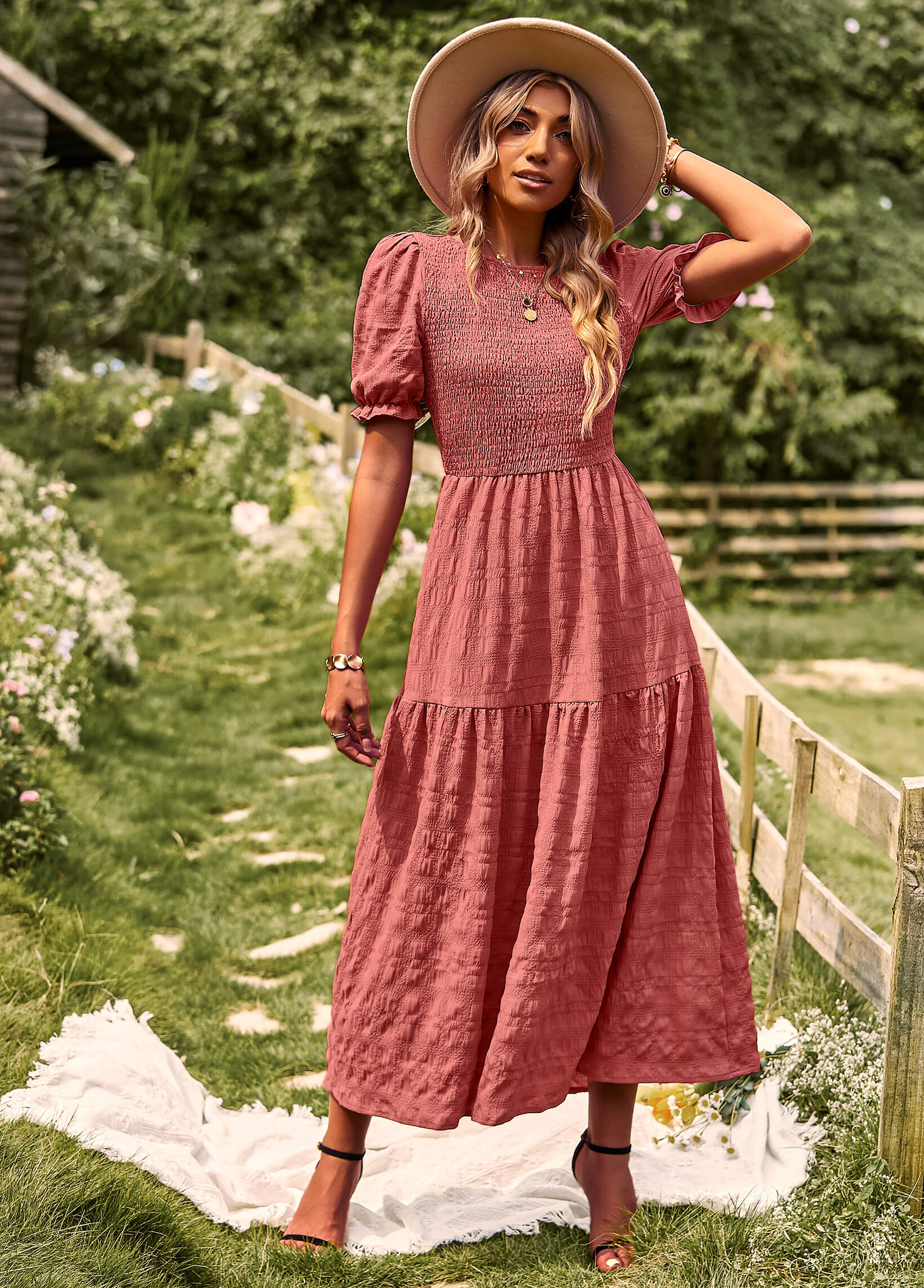 Riviera Romance Smock Tiered Maxi Dress - Image 14