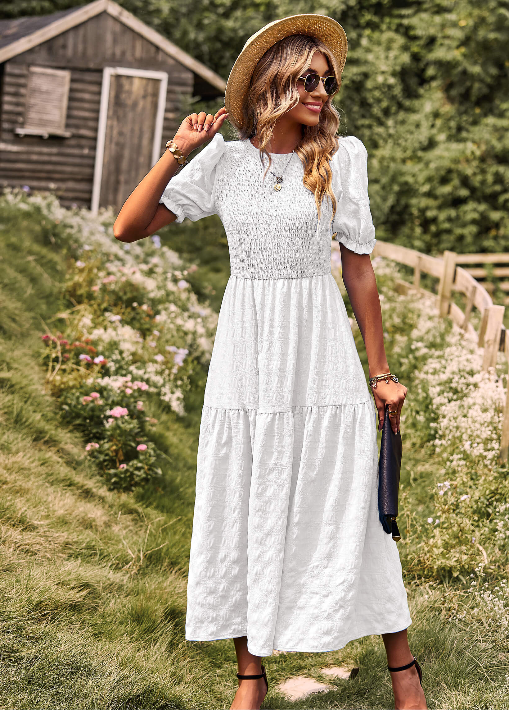 Riviera Romance Smock Tiered Maxi Dress - Image 3