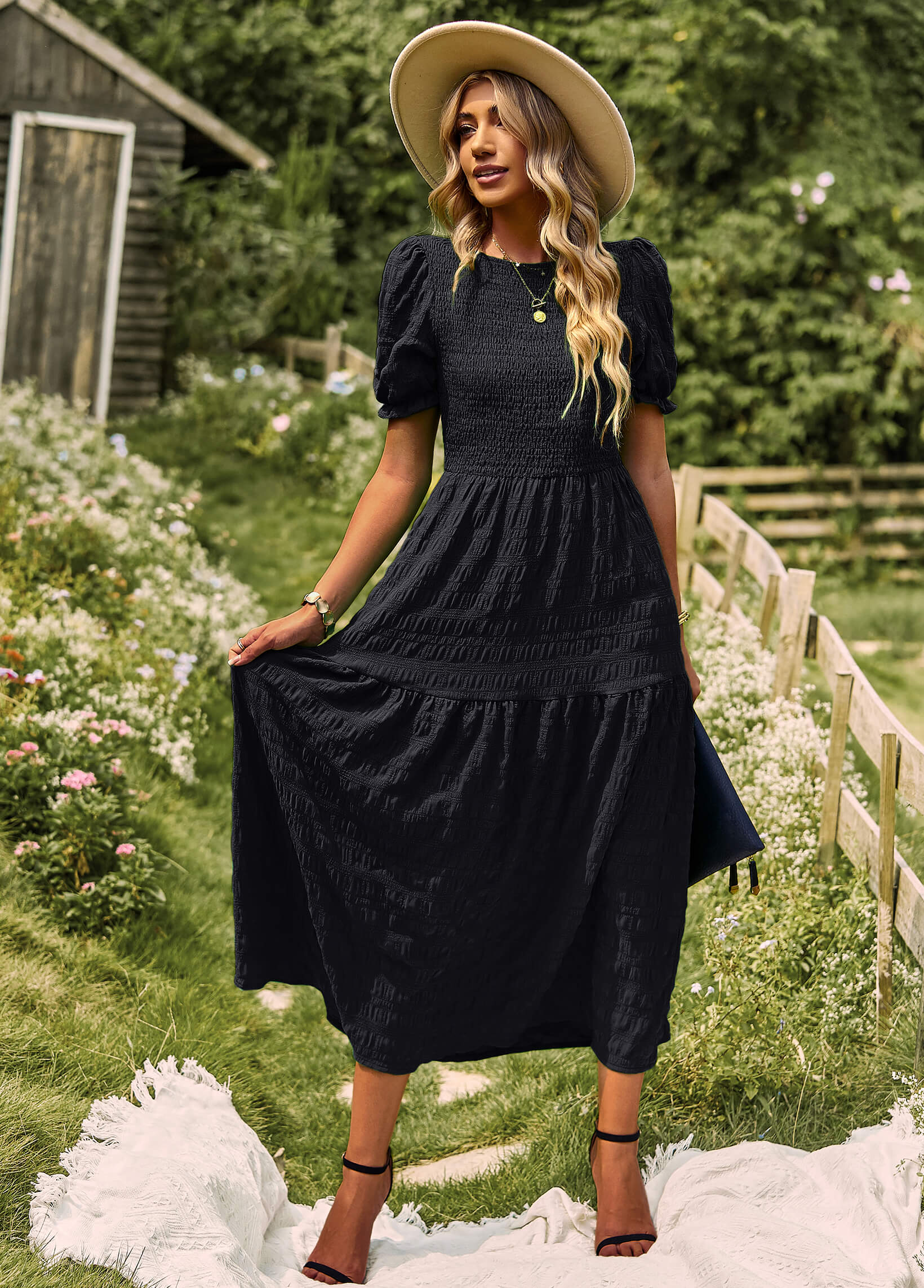 Riviera Romance Smock Tiered Maxi Dress - Image 5