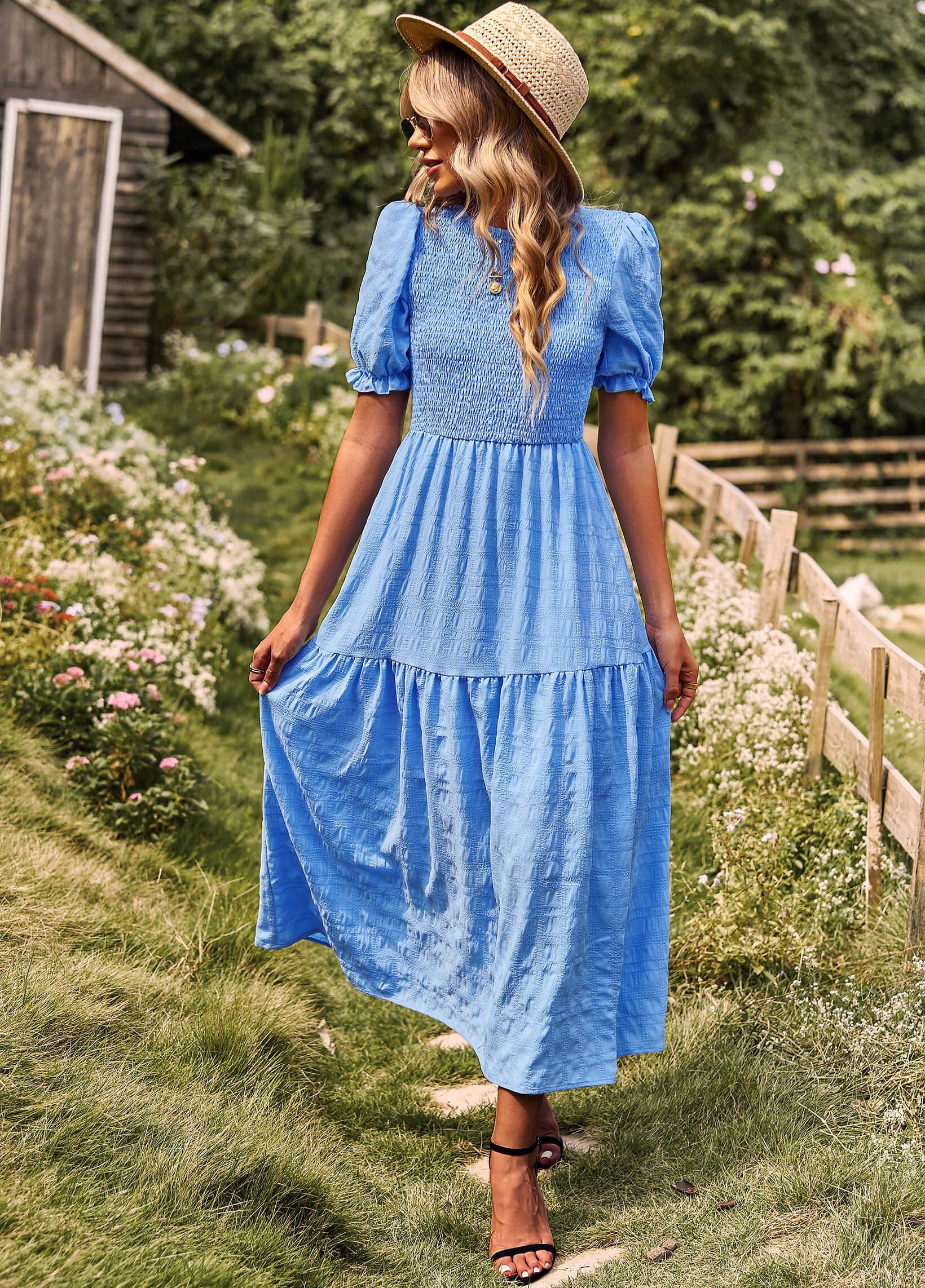 Riviera Romance Smock Tiered Maxi Dress - Image 8