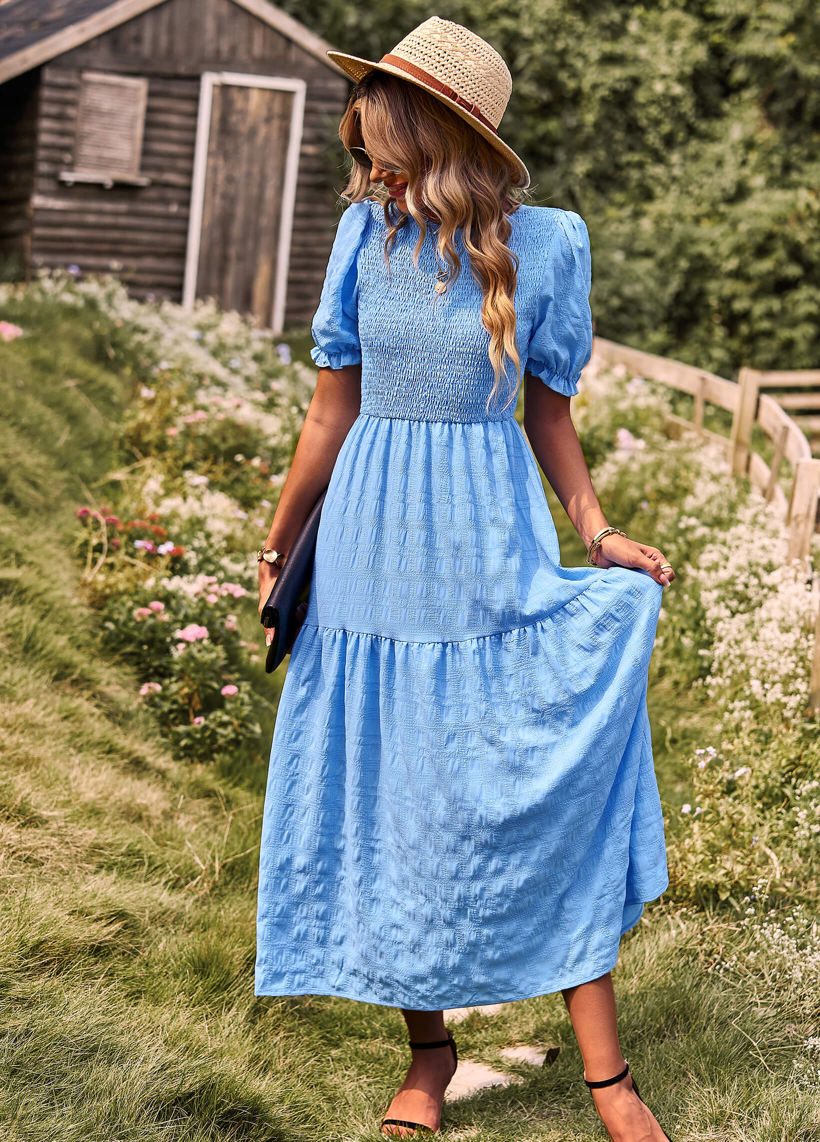 Riviera Romance Smock Tiered Maxi Dress - Image 9