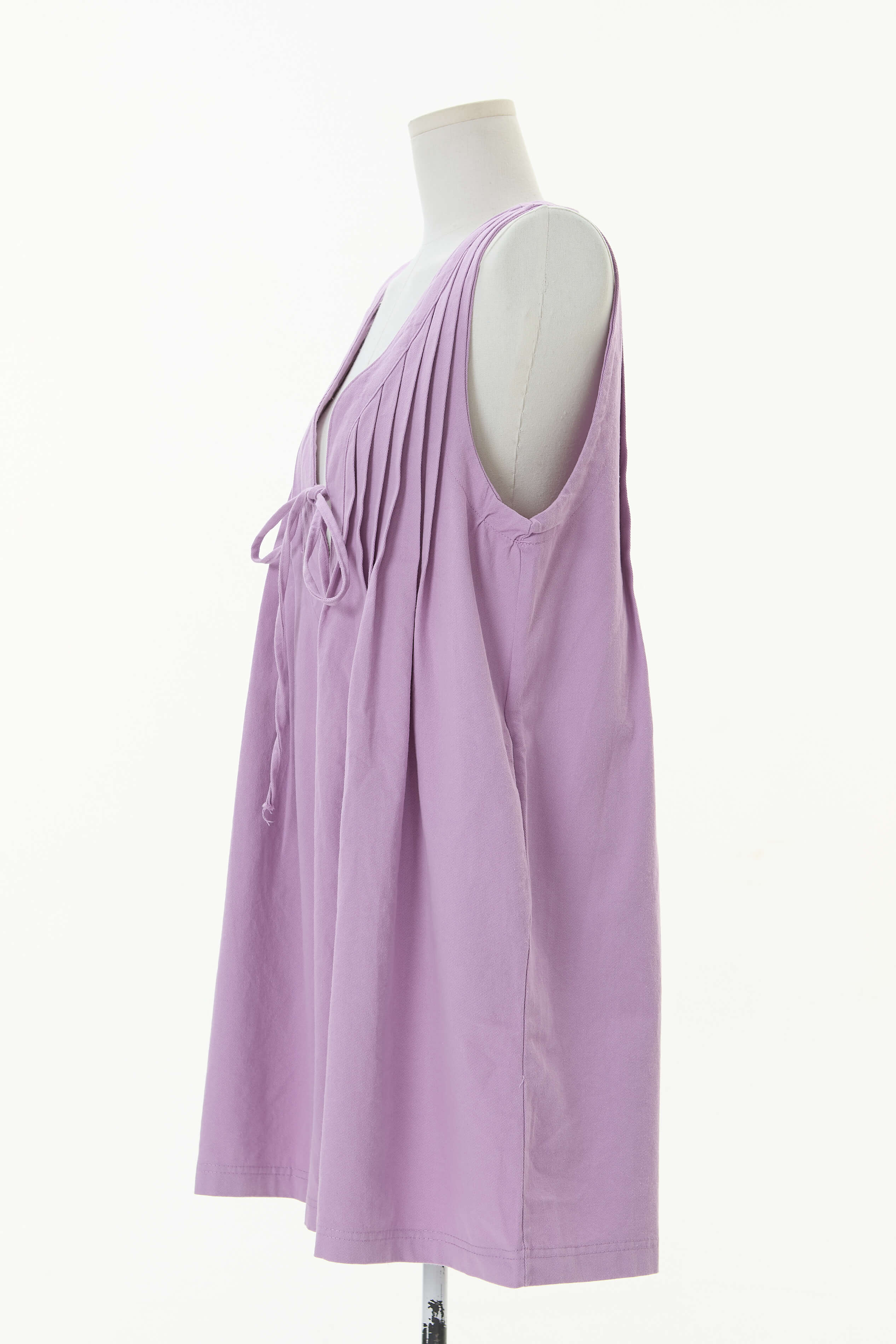Rudi Pleated Front Tie Denim Romper - lilac - Image 6