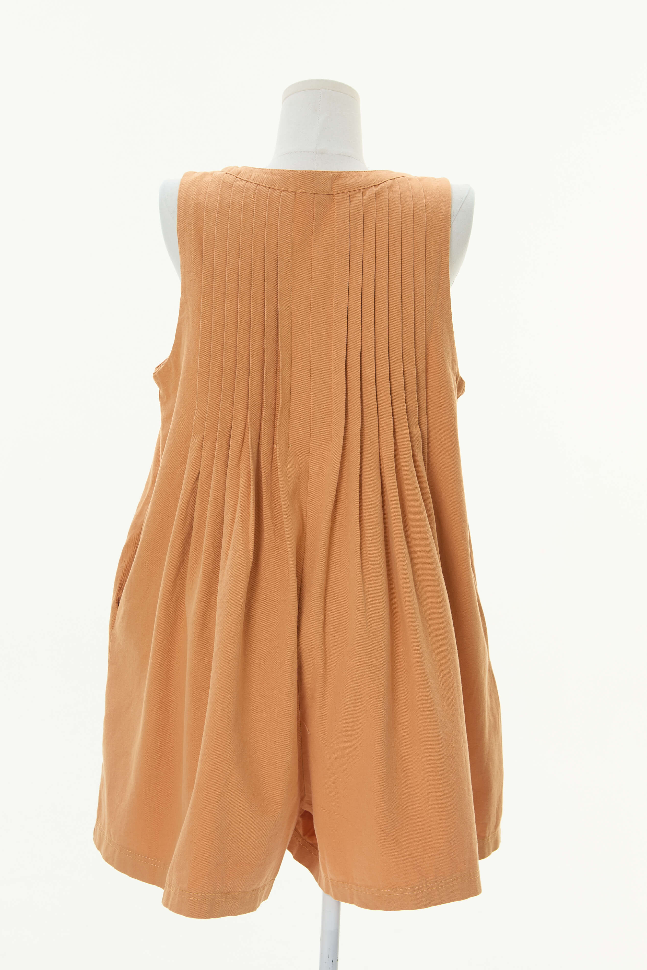 Rudi Pleated Front Tie Denim Romper - orange - Image 6