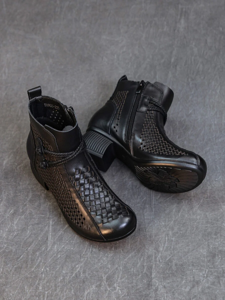 Rumour Has It | Boho Breeze Leather Ankle Boot - black - Image 2