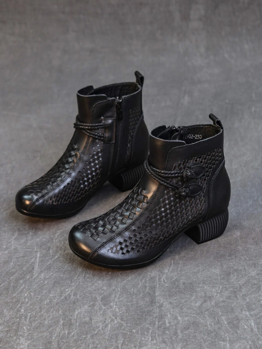 Rumour Has It | Boho Breeze Leather Ankle Boot - black - Image 3