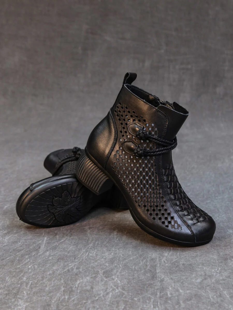 Rumour Has It | Boho Breeze Leather Ankle Boot - black - Image 4