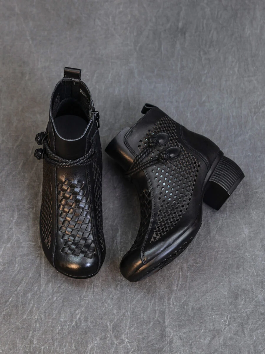 Rumour Has It | Boho Breeze Leather Ankle Boot - black - Image 5