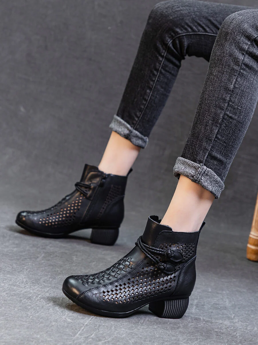 Rumour Has It | Boho Breeze Leather Ankle Boot - black - Image 6