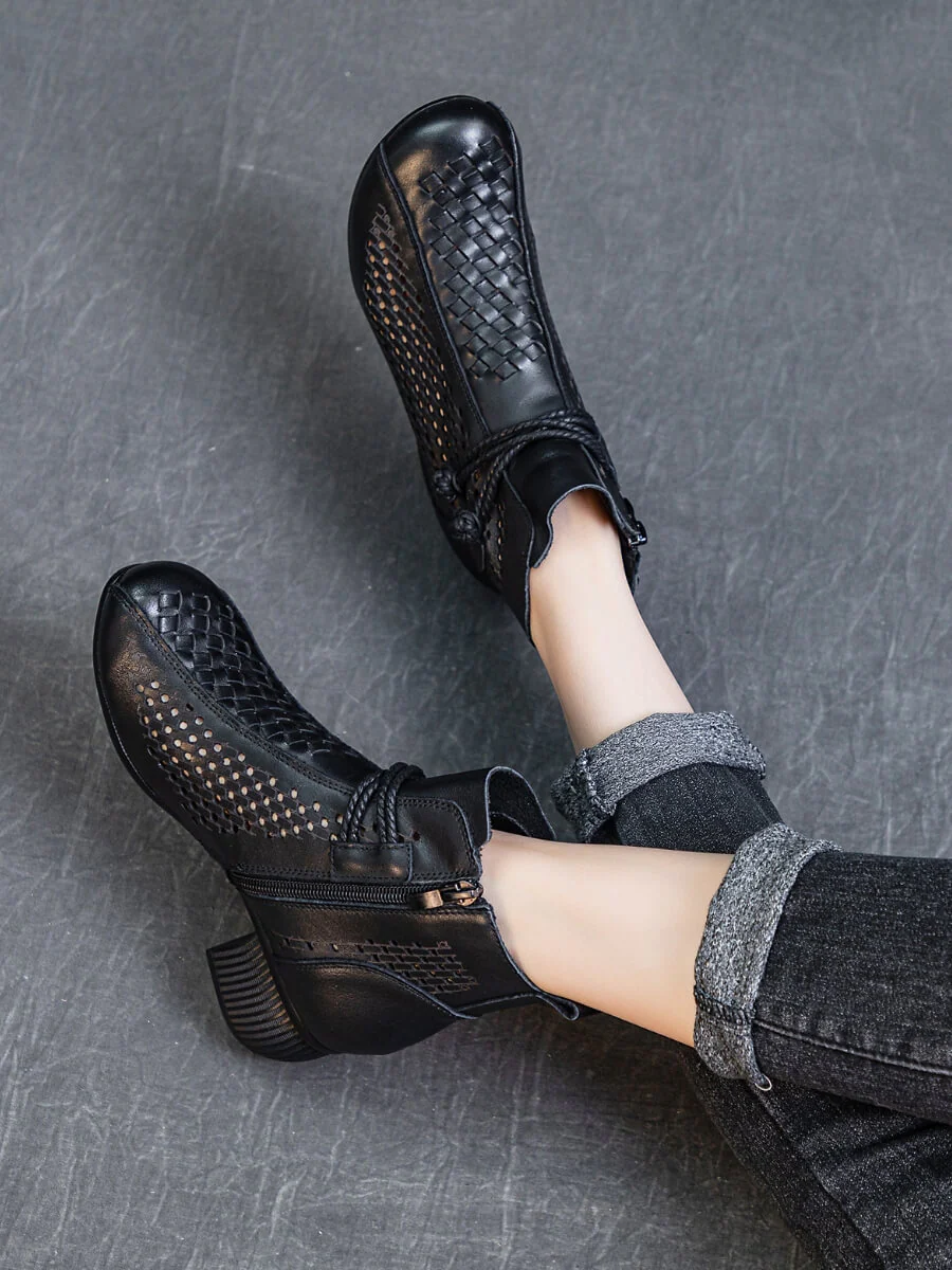 Rumour Has It | Boho Breeze Leather Ankle Boot - black - Image 8