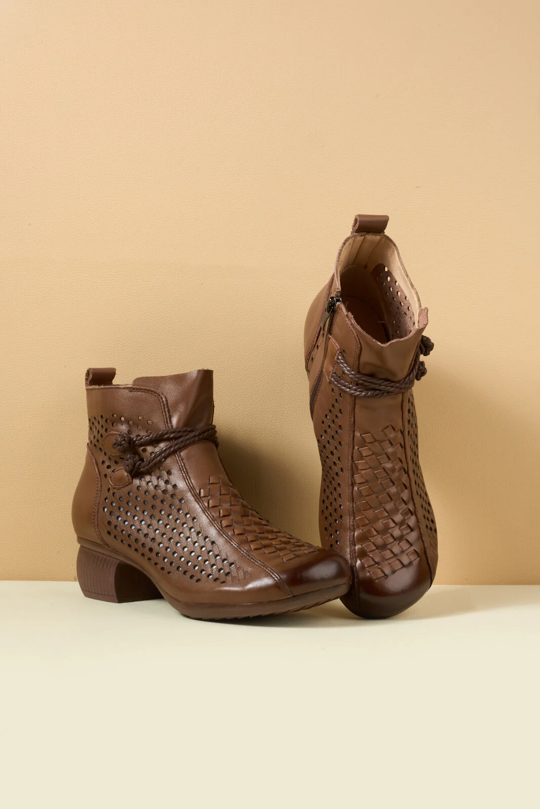 Rumour Has It | Boho Breeze Leather Ankle Boot - brown - Image 11