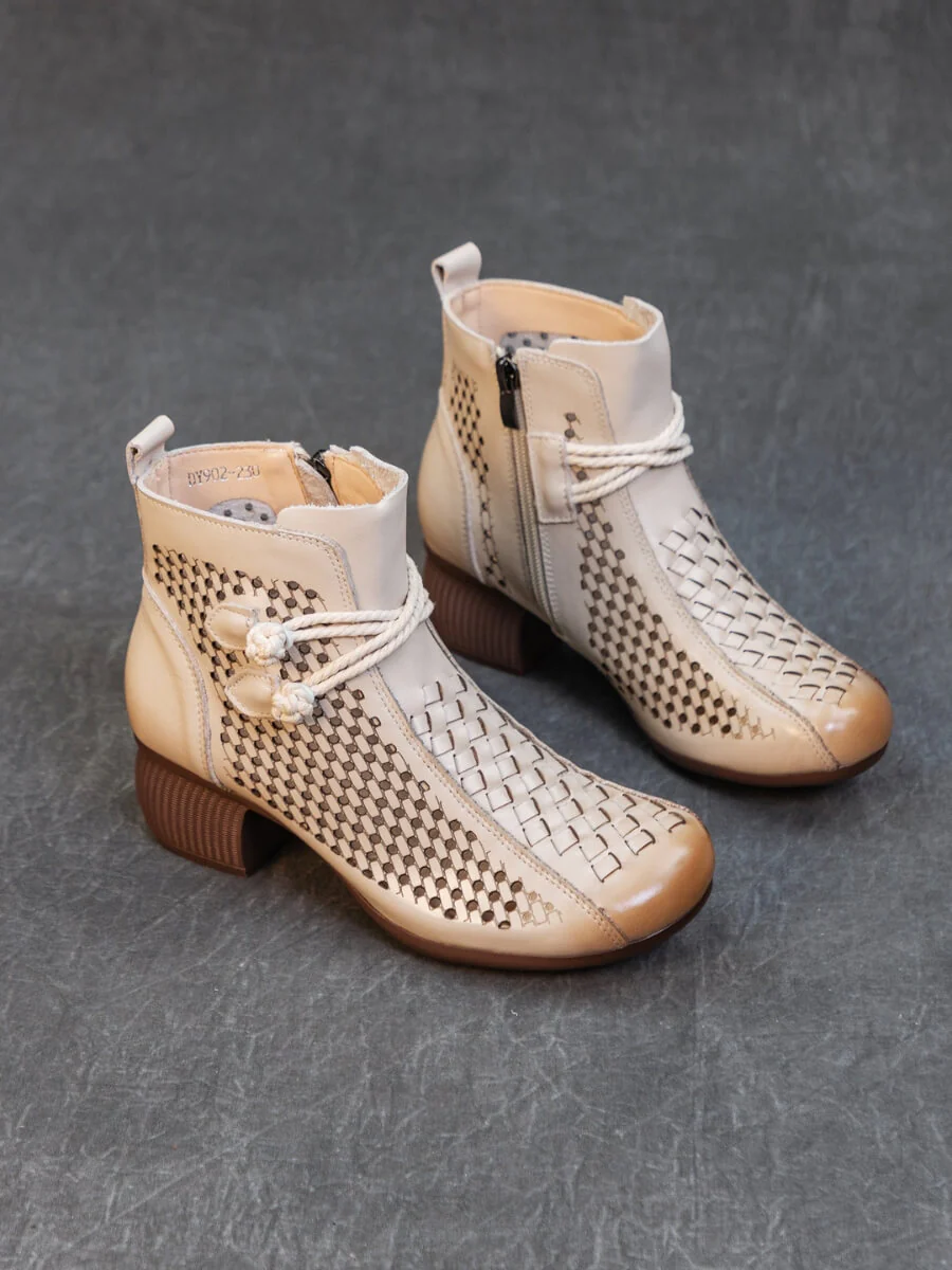 Rumour Has It | Boho Breeze Leather Ankle Boot - cream - Image 2