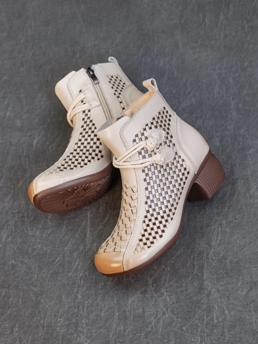 Rumour Has It | Boho Breeze Leather Ankle Boot - cream - Image 3