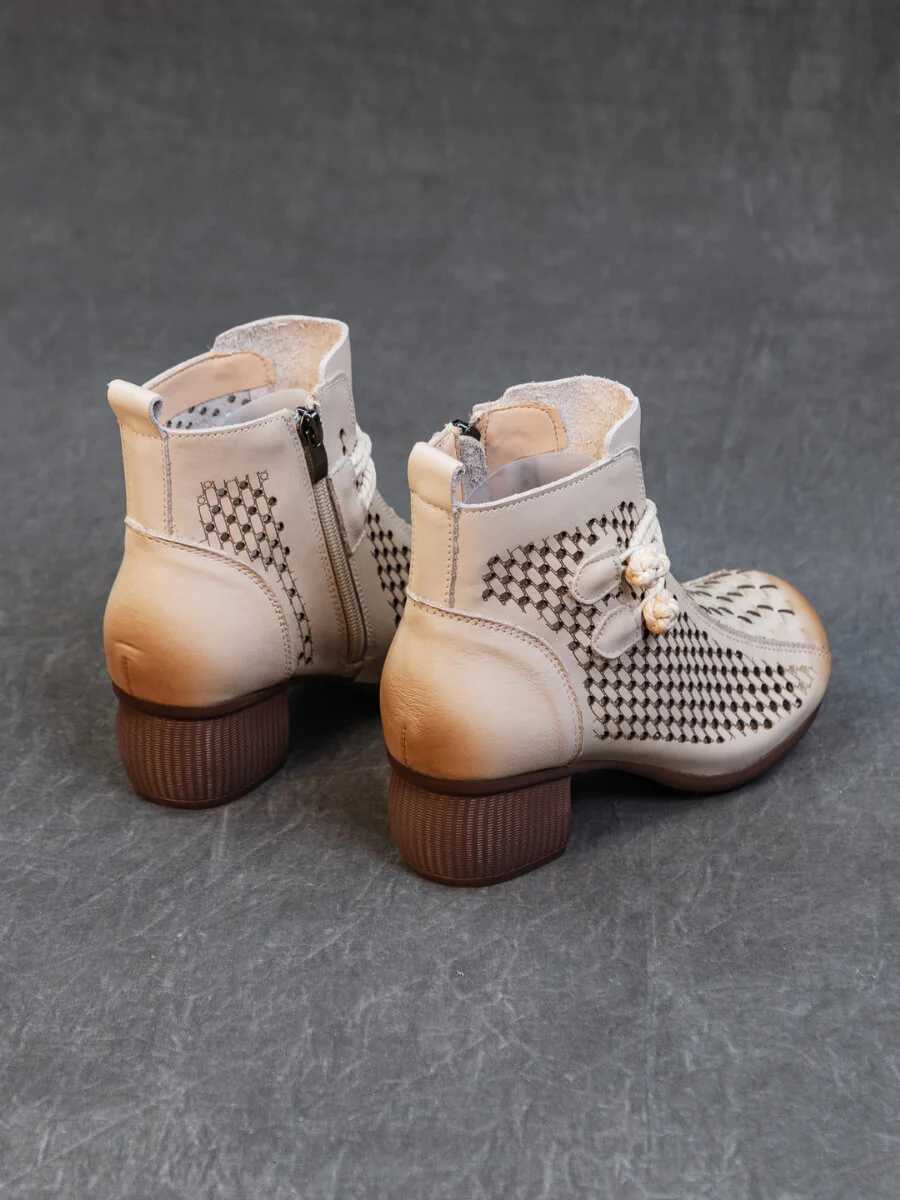 Rumour Has It | Boho Breeze Leather Ankle Boot - cream - Image 4