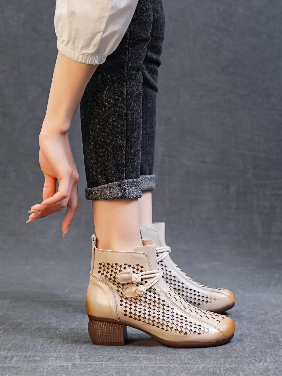 Rumour Has It | Boho Breeze Leather Ankle Boot - cream - Image 5