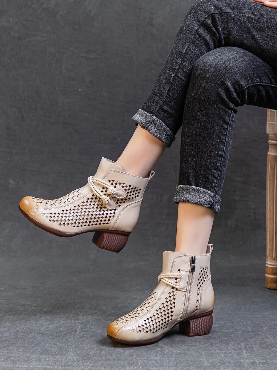 Rumour Has It | Boho Breeze Leather Ankle Boot - cream - Image 6