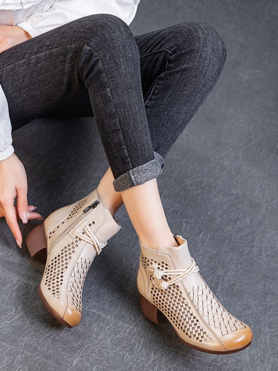 Rumour Has It | Boho Breeze Leather Ankle Boot - cream - Image 7