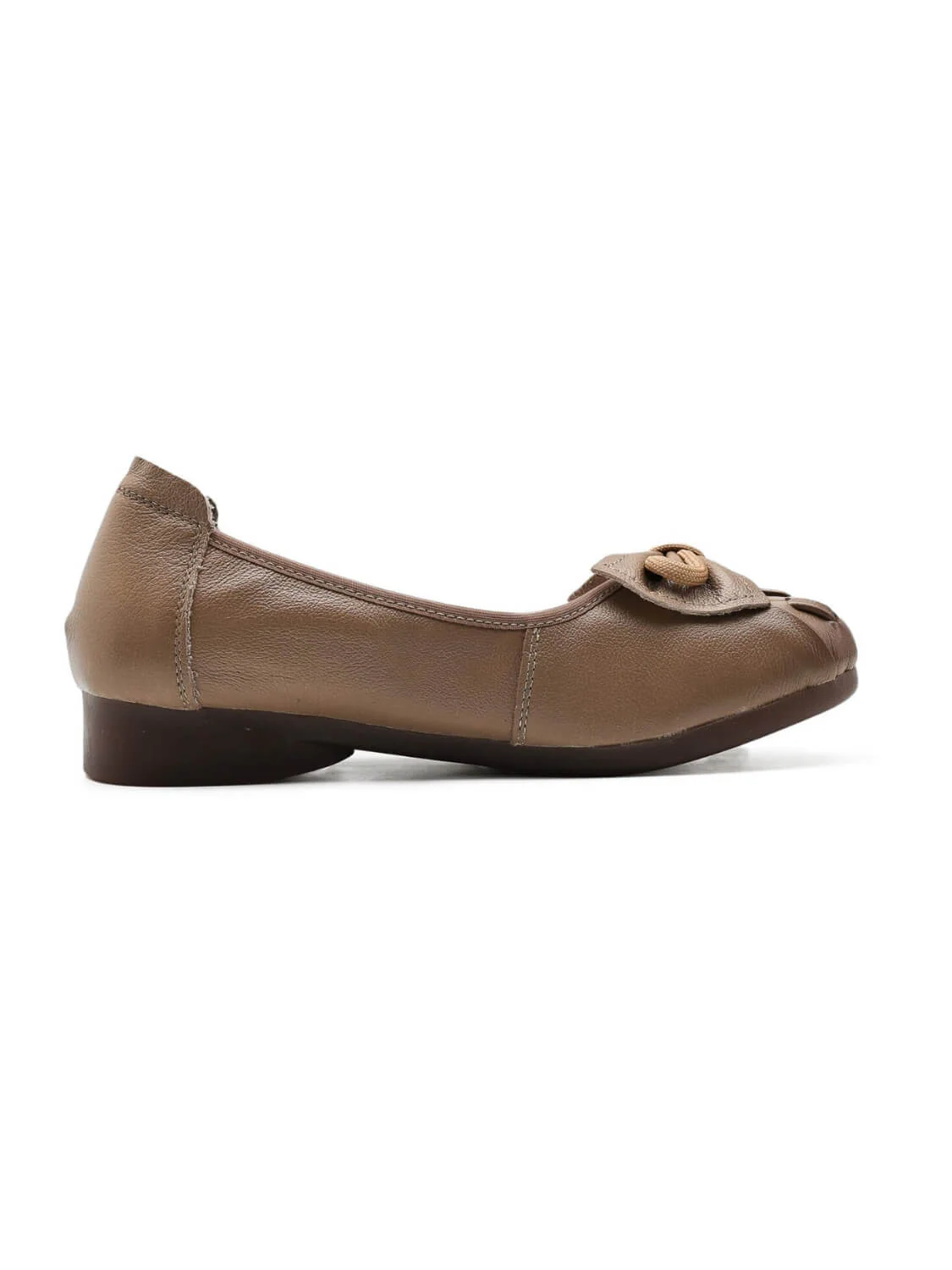Rumour Has It | Breanne Quilted Ballet Leather Flats - khaki - Image 4