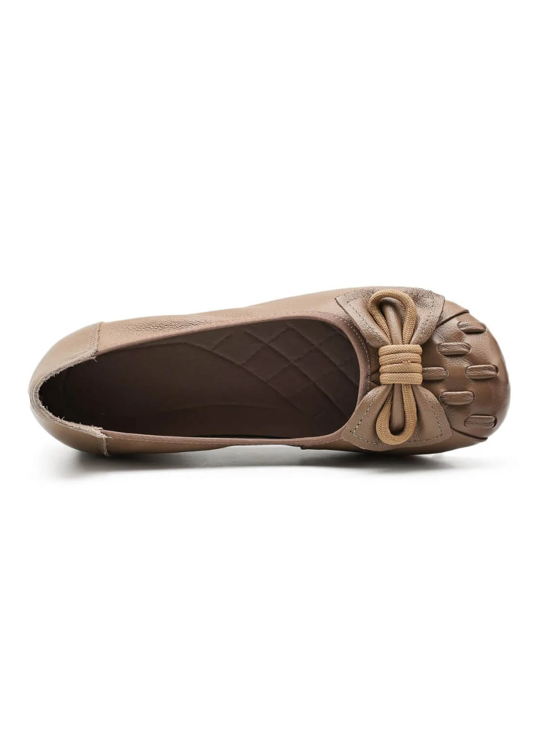 Rumour Has It | Breanne Quilted Ballet Leather Flats - khaki - Image 5