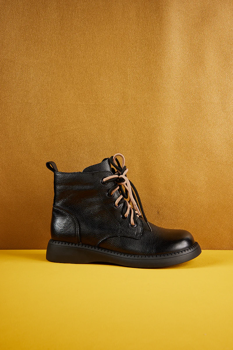 Rumour Has It | Brycen Genuine Leather Lace Up Boot - Black - Image 10