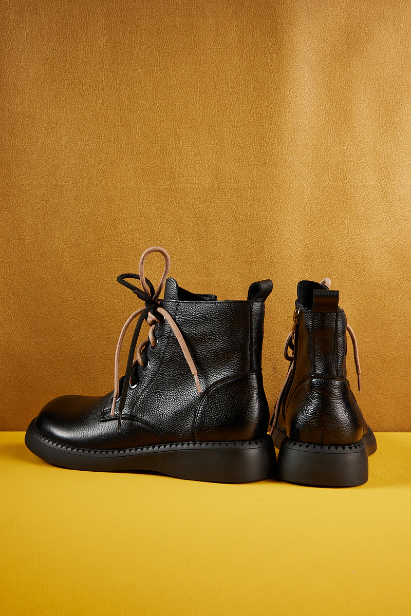 Rumour Has It | Brycen Genuine Leather Lace Up Boot - Black - Image 11