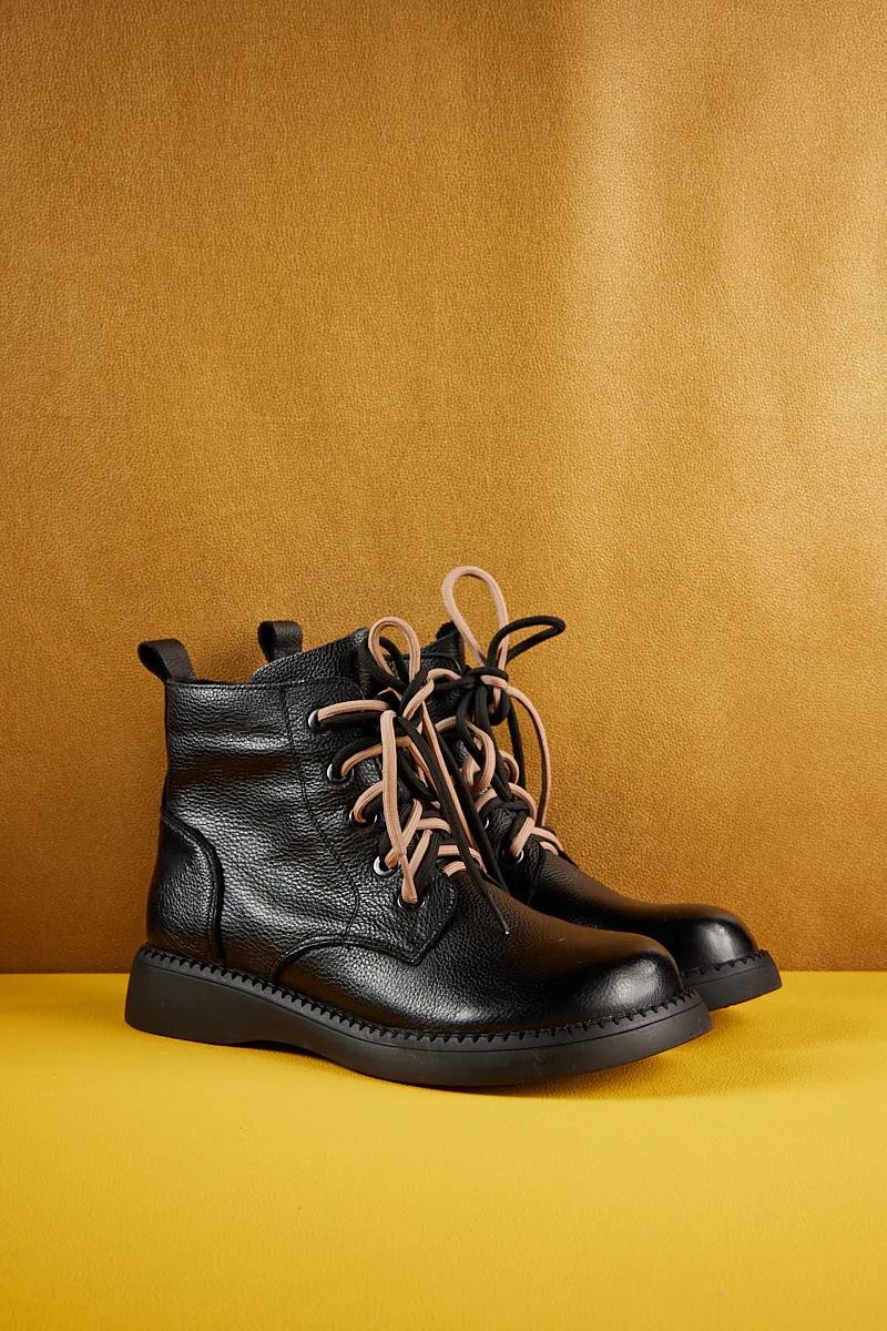 Rumour Has It | Brycen Genuine Leather Lace Up Boot - Black - Image 8