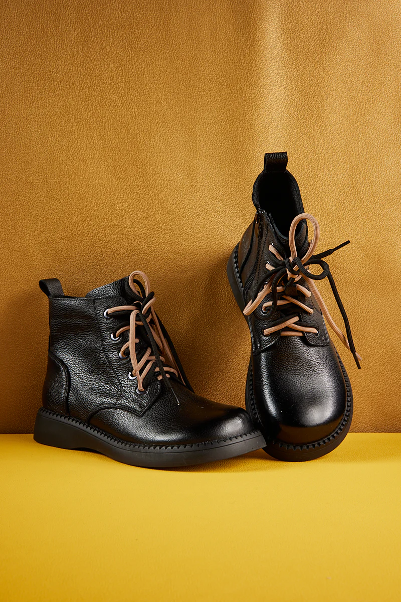 Rumour Has It | Brycen Genuine Leather Lace Up Boot - Black - Image 9