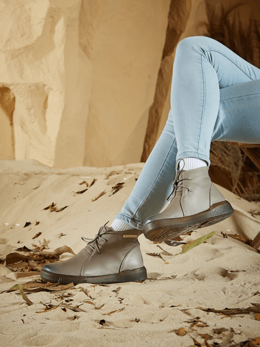 Rumour Has It | Brycen Low Ankle Leather Boots - Grey - Image 6
