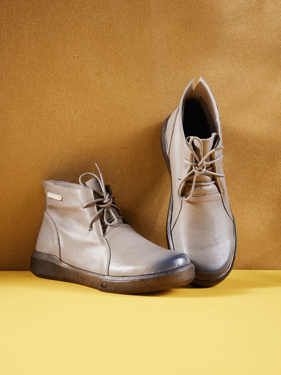 Rumour Has It | Brycen Low Ankle Leather Boots - Grey - Image 7