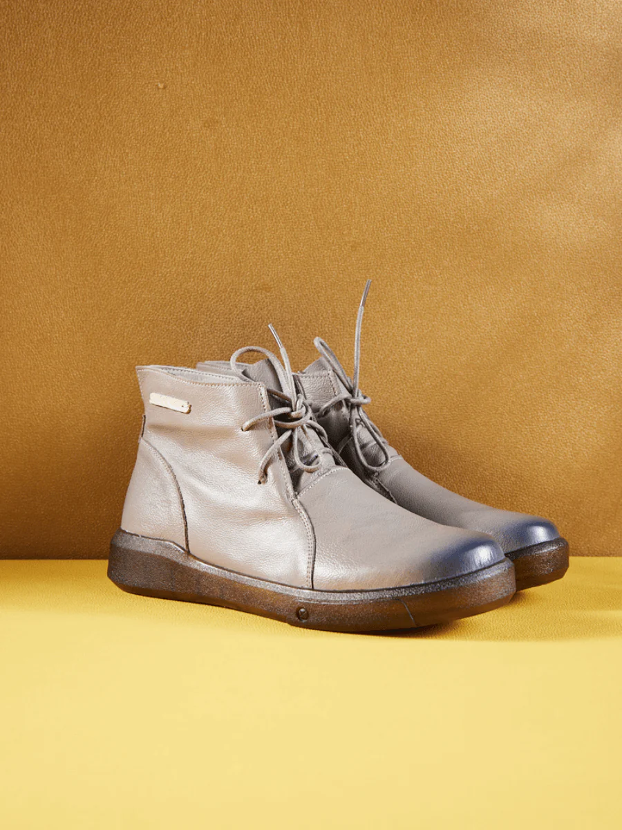 Rumour Has It | Brycen Low Ankle Leather Boots - Grey - Image 8