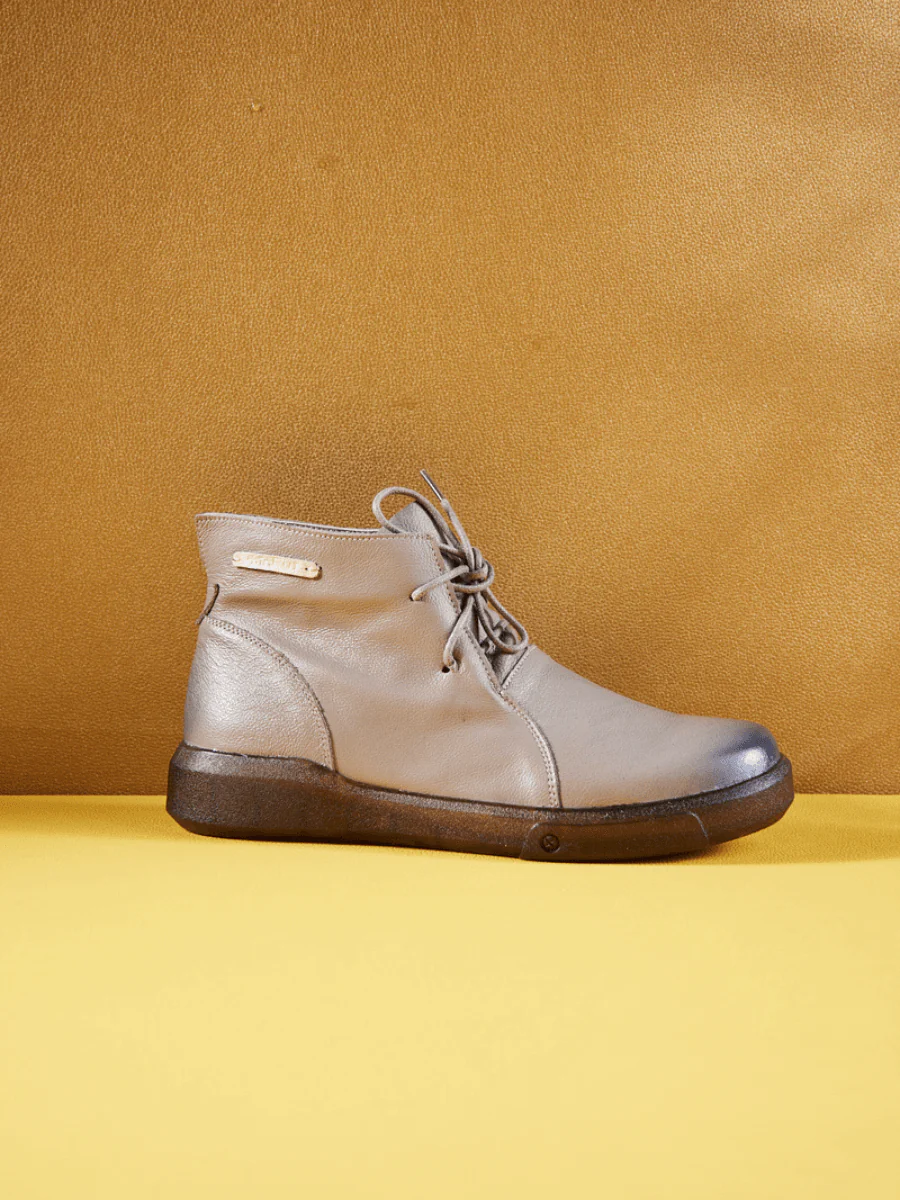 Rumour Has It | Brycen Low Ankle Leather Boots - Grey - Image 9
