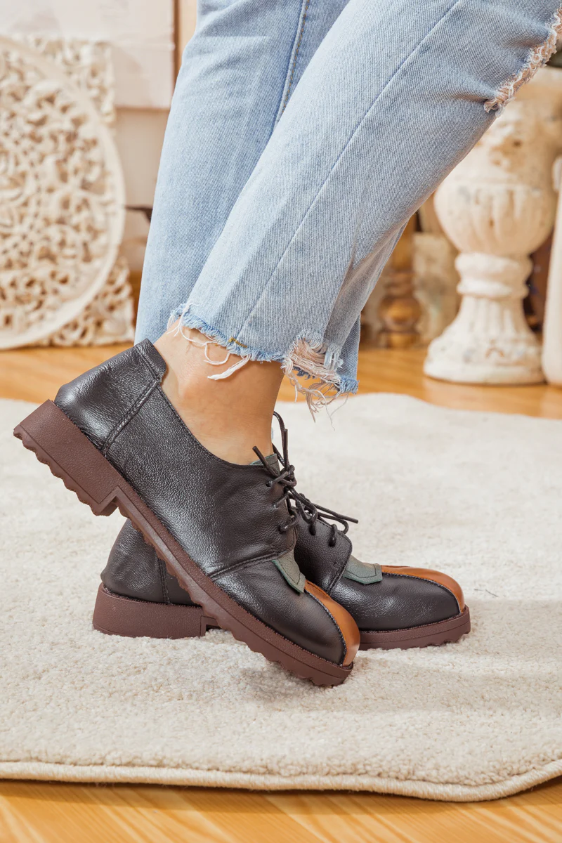 RUMOUR HAS IT| COLOR BLOCK LEATHER SNEAKER BLACK - Image 3
