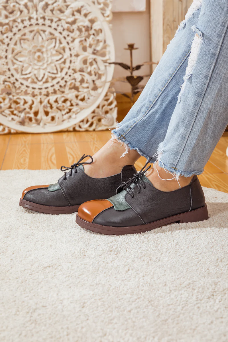 RUMOUR HAS IT| COLOR BLOCK LEATHER SNEAKER BLACK - Image 4