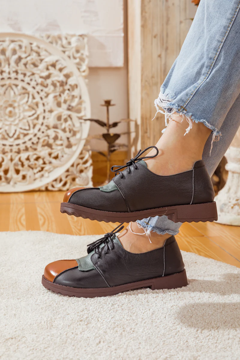 RUMOUR HAS IT| COLOR BLOCK LEATHER SNEAKER BLACK - Image 5
