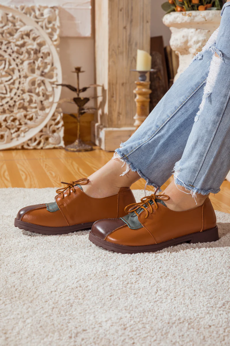 RUMOUR HAS IT| COLOR BLOCK LEATHER SNEAKER BROWN - Image 10