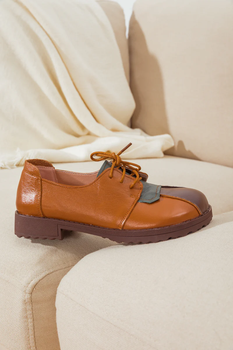 RUMOUR HAS IT| COLOR BLOCK LEATHER SNEAKER BROWN - Image 3