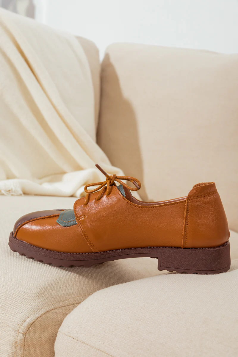 RUMOUR HAS IT| COLOR BLOCK LEATHER SNEAKER BROWN - Image 4