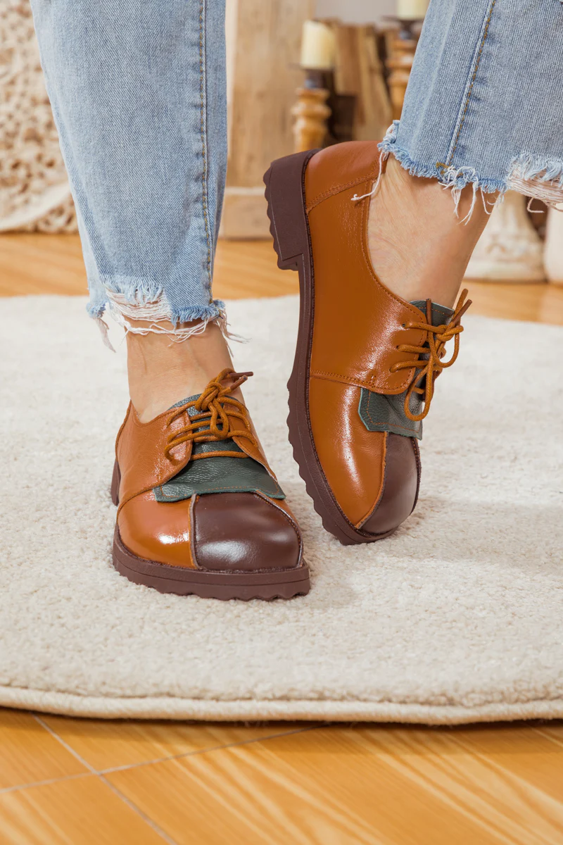 RUMOUR HAS IT| COLOR BLOCK LEATHER SNEAKER BROWN - Image 5