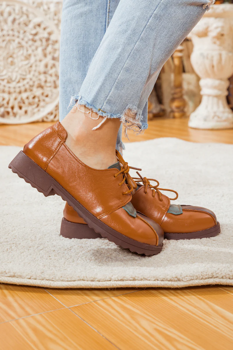 RUMOUR HAS IT| COLOR BLOCK LEATHER SNEAKER BROWN - Image 8