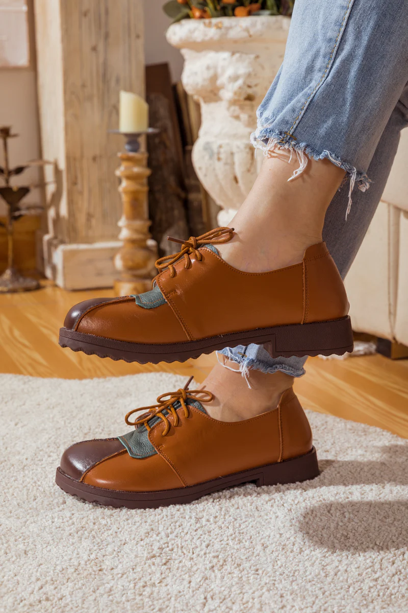 RUMOUR HAS IT| COLOR BLOCK LEATHER SNEAKER BROWN - Image 9