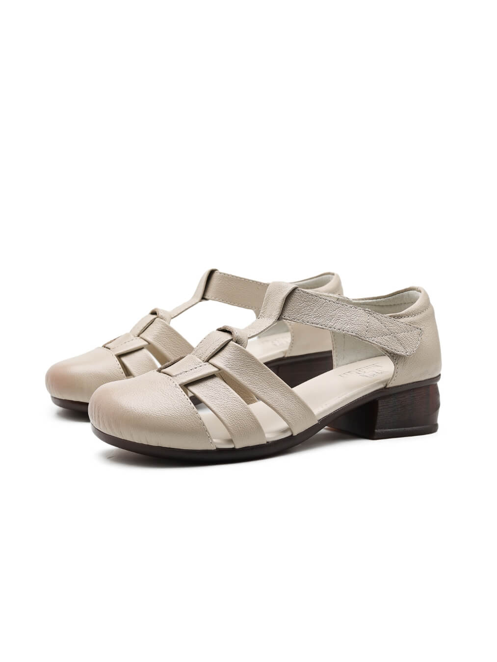 Rumour Has It | Corie Caged Leather Cut Out Sandals - cream - Image 2