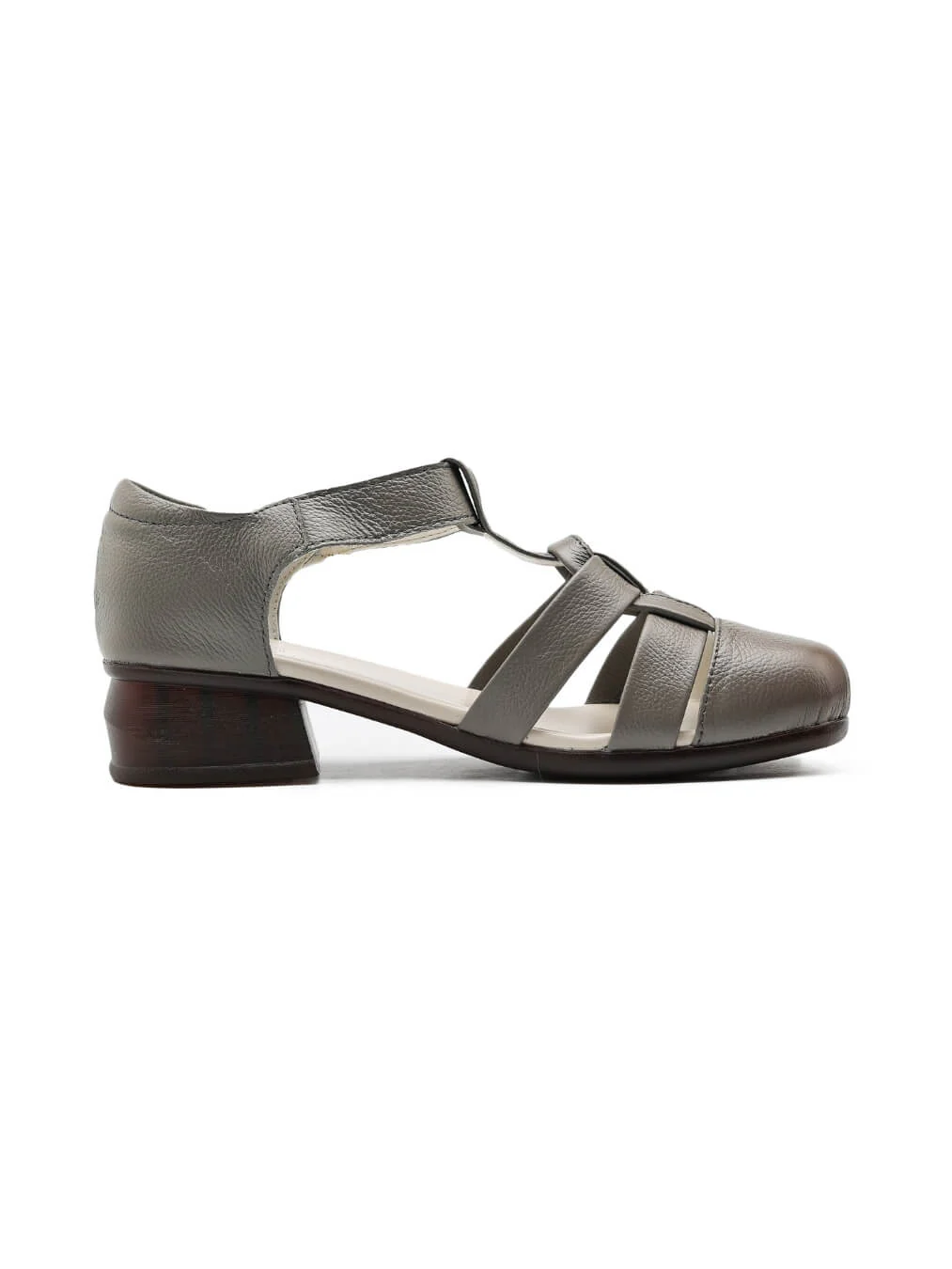 Rumour Has It | Corie Caged Leather Cut Out Sandals - grey - Image 3