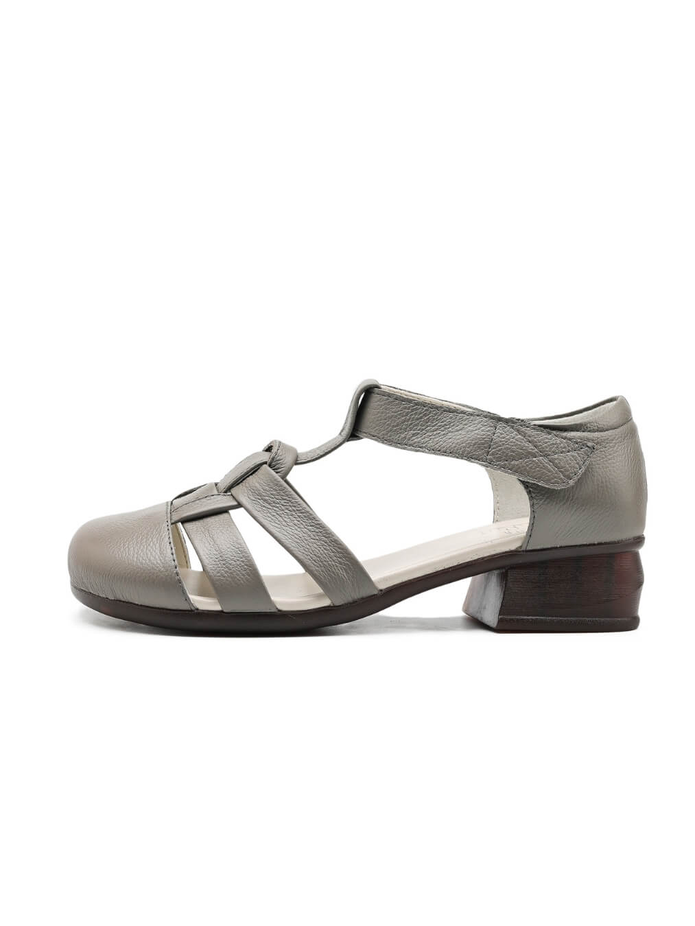 Rumour Has It | Corie Caged Leather Cut Out Sandals - grey - Image 5