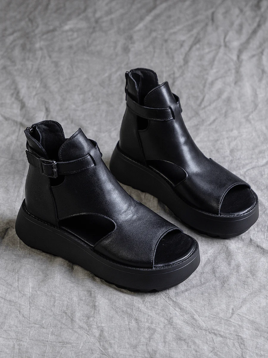 RUMOUR HAS IT | CUT-OUT PLATFORM PEEP TOE SANDAL - BLACK - Image 7