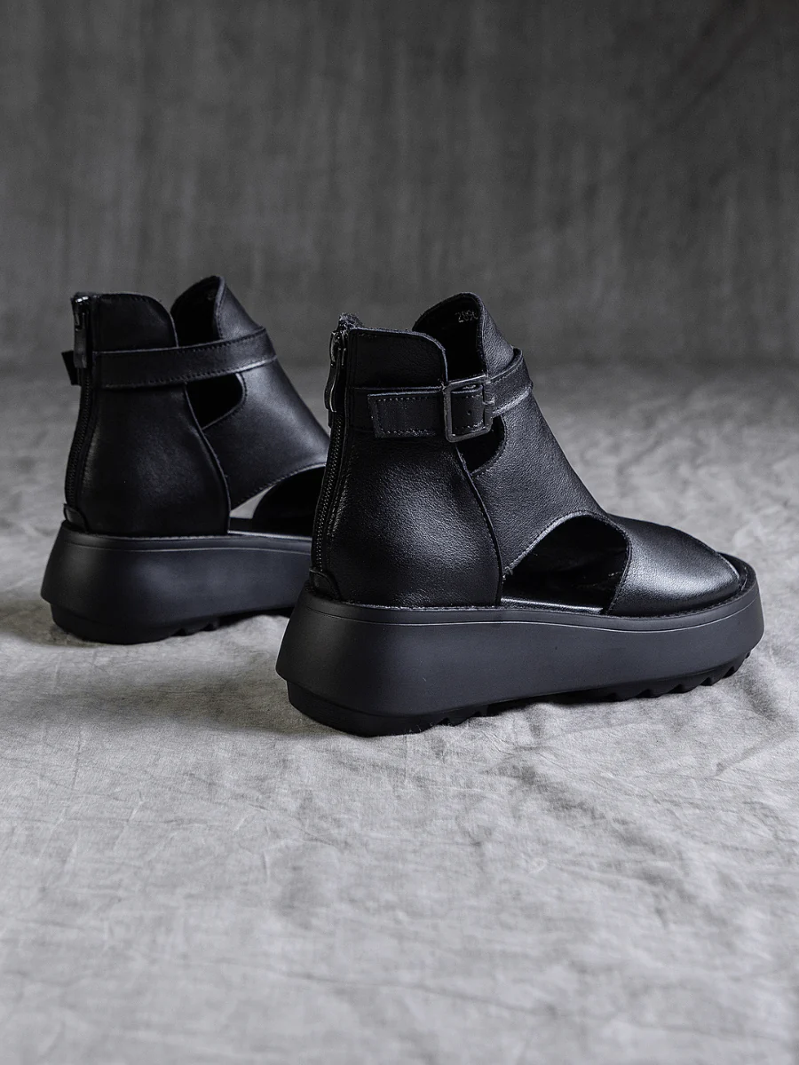 RUMOUR HAS IT | CUT-OUT PLATFORM PEEP TOE SANDAL - BLACK - Image 8